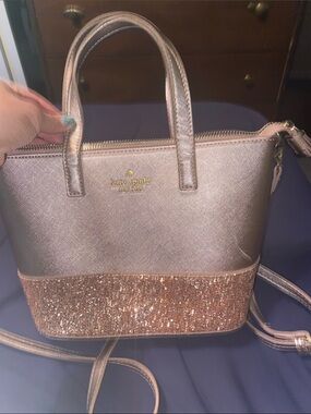 kate spade rose gold glitter crossbody satchel